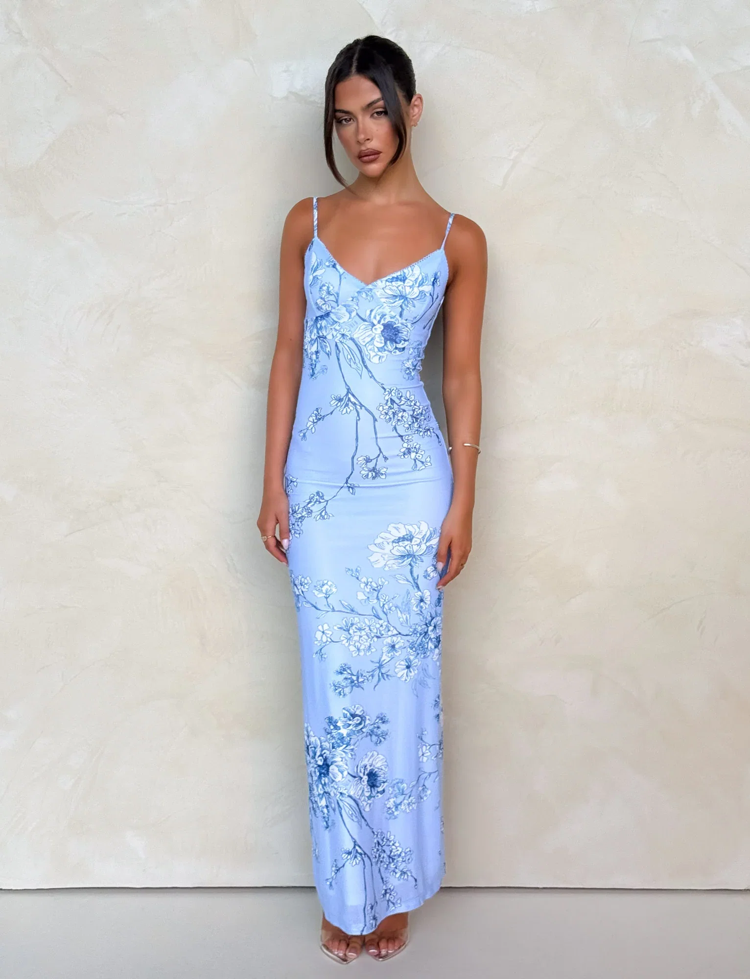 Image of JULIANNA DRESS - BLUE : FLORAL : CERAMIC FLORAL