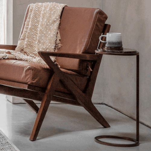 Iota Accent Table - Brown Emperador Marble