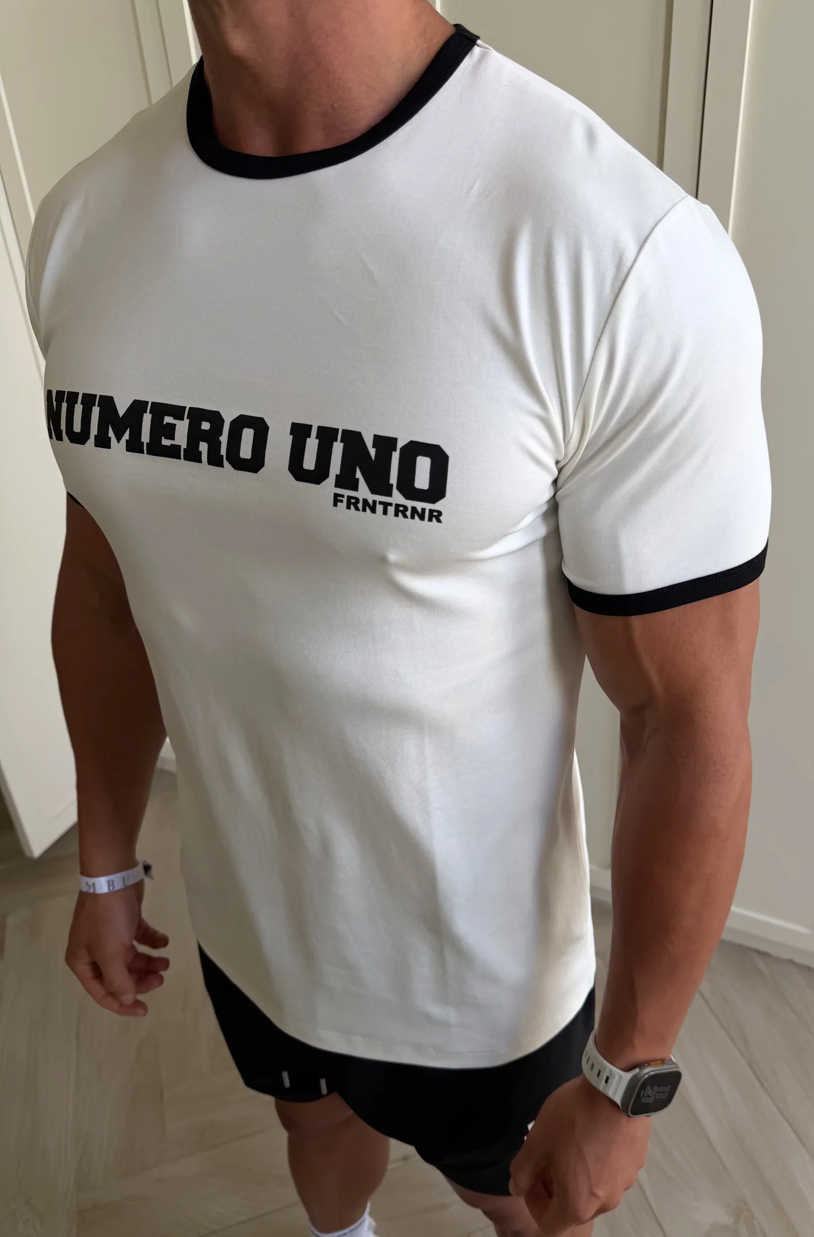 Image of Numero Uno Fitted Ringer Tee - White