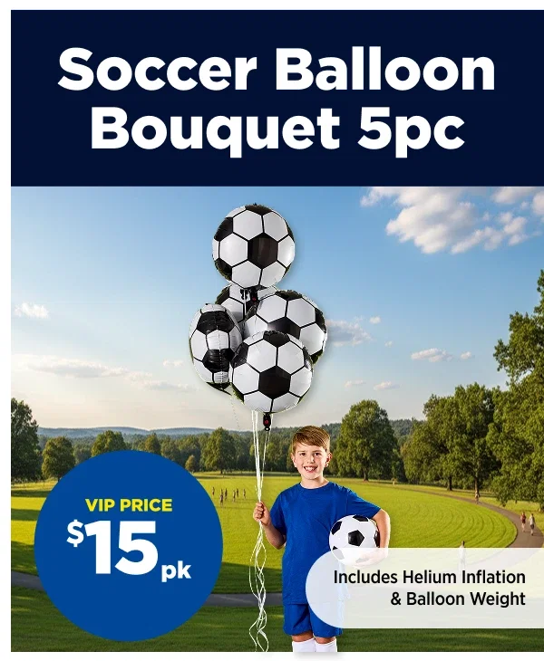 VIP $15pk Soccer Balloon Bouquet 5pc