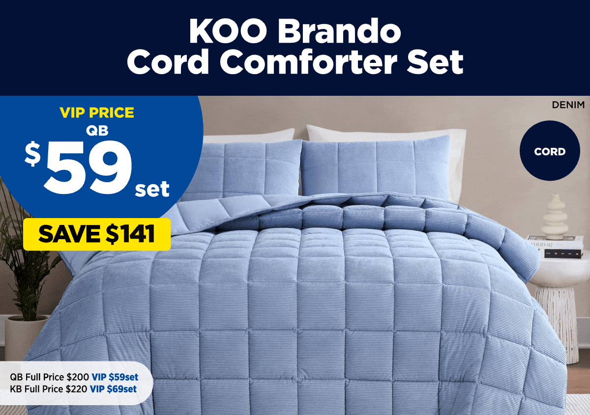 VIP $59set Koo Brando Cord Comforter Set
