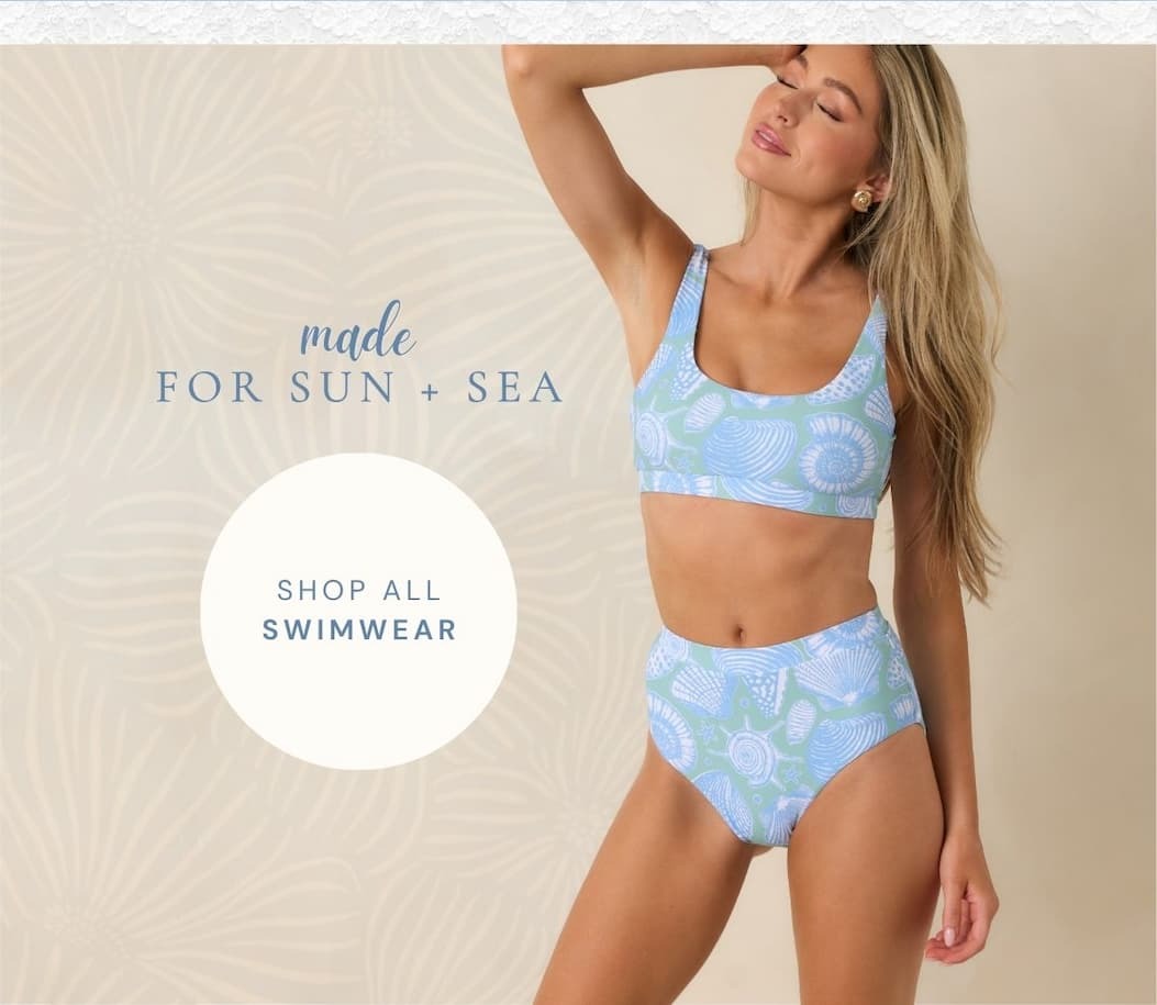 Made for sun + sea. Shop all swimwear.