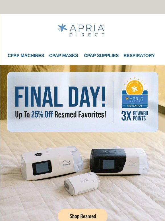 Up to 25% Off Resmed Ends Tonight!