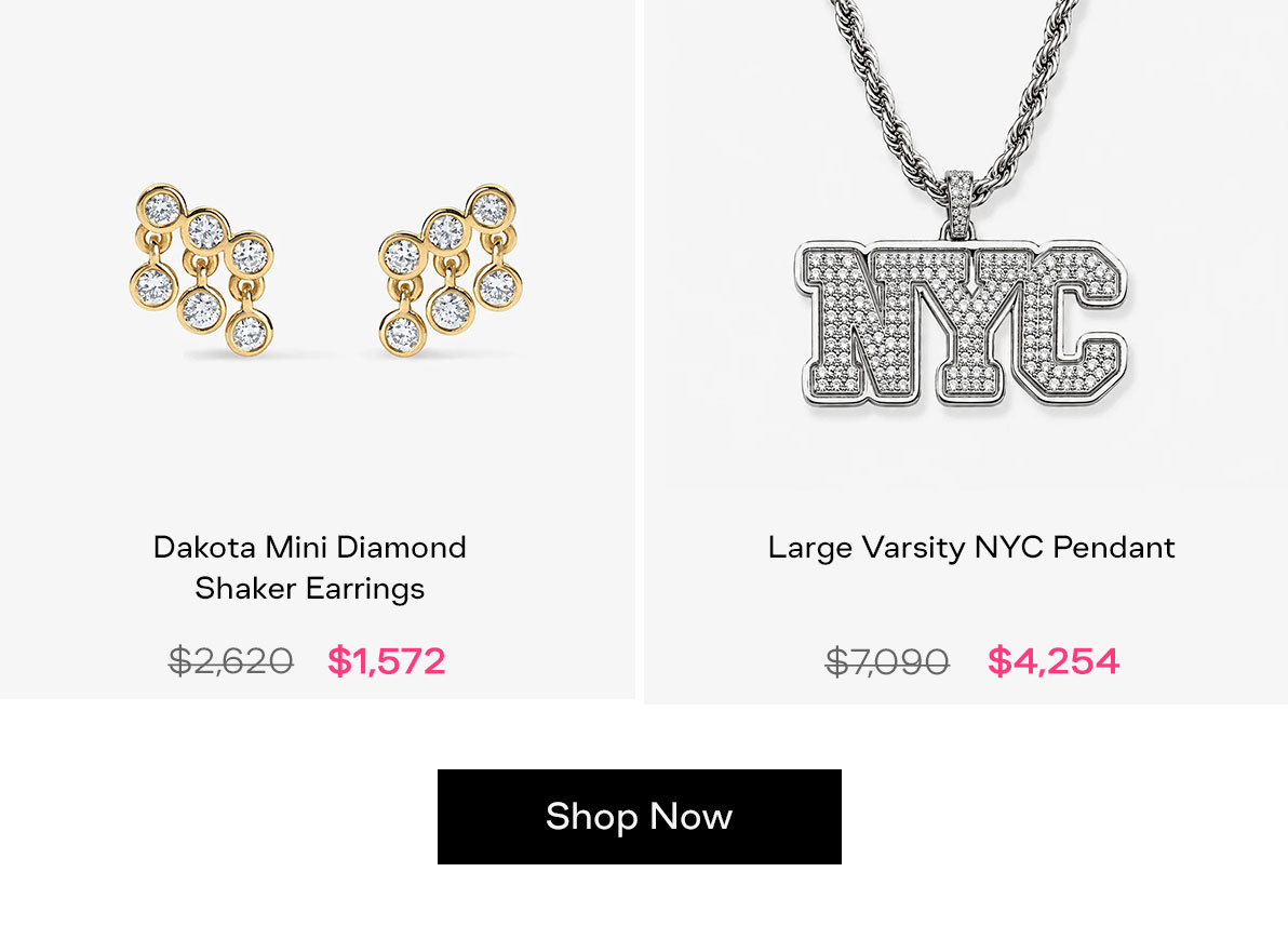 dakota shaker earring and nyc pendant