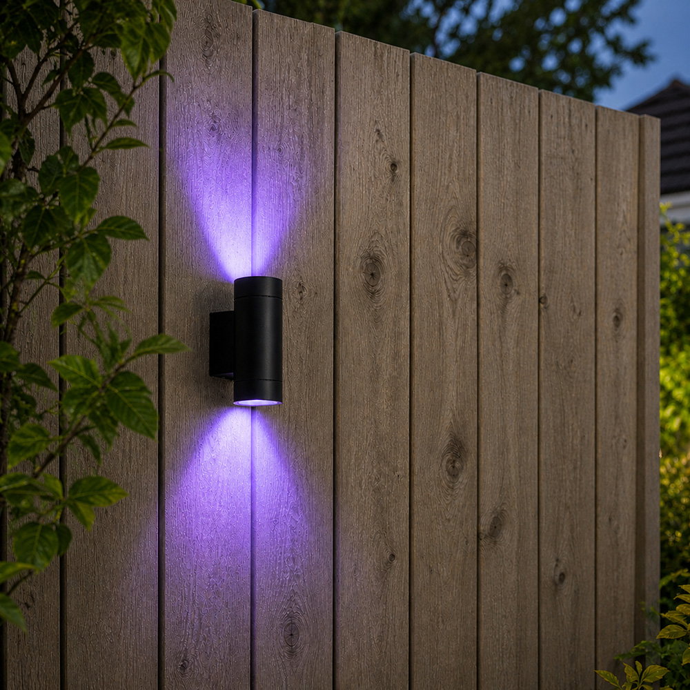 Cali Smart wall light mounted on a fence
