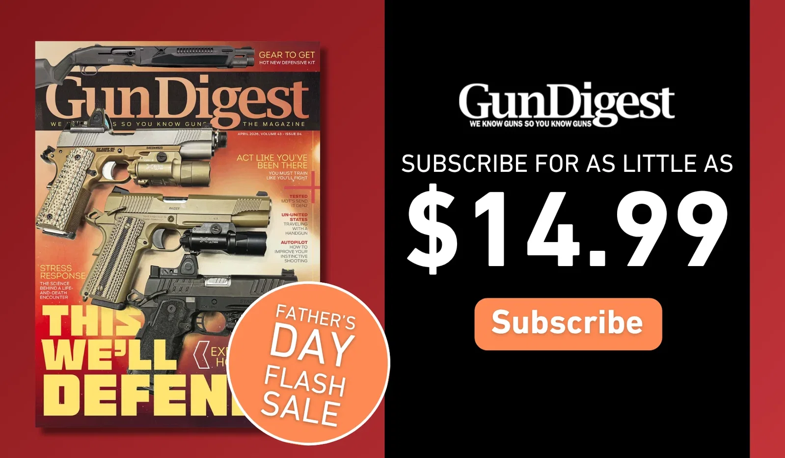 Promotional image for Gun Digest the magazine offering 2 years of digital access for the price of 1 for $14.99