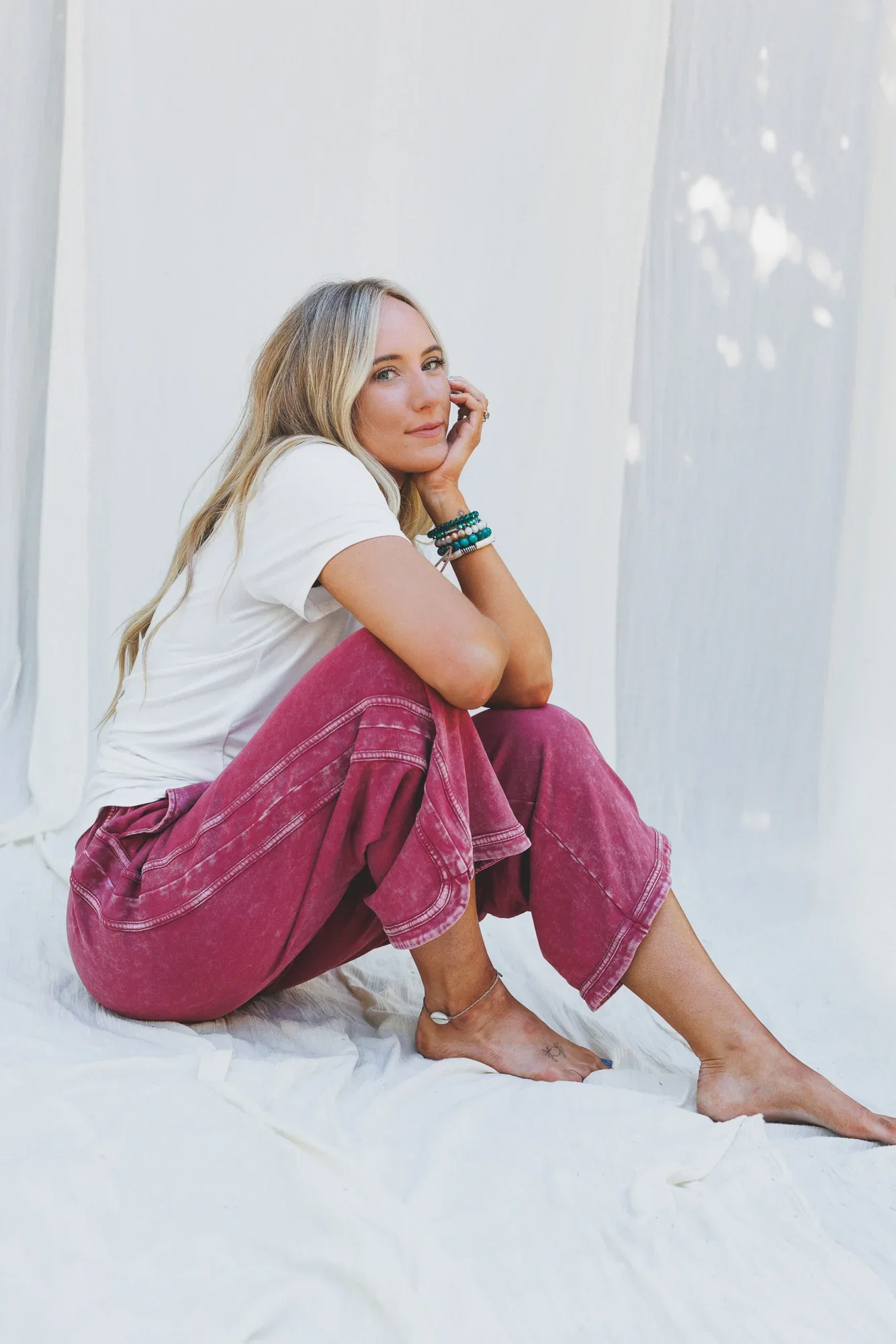 Image of So Comfy Wide Leg Pant Cropped Length - Burgundy