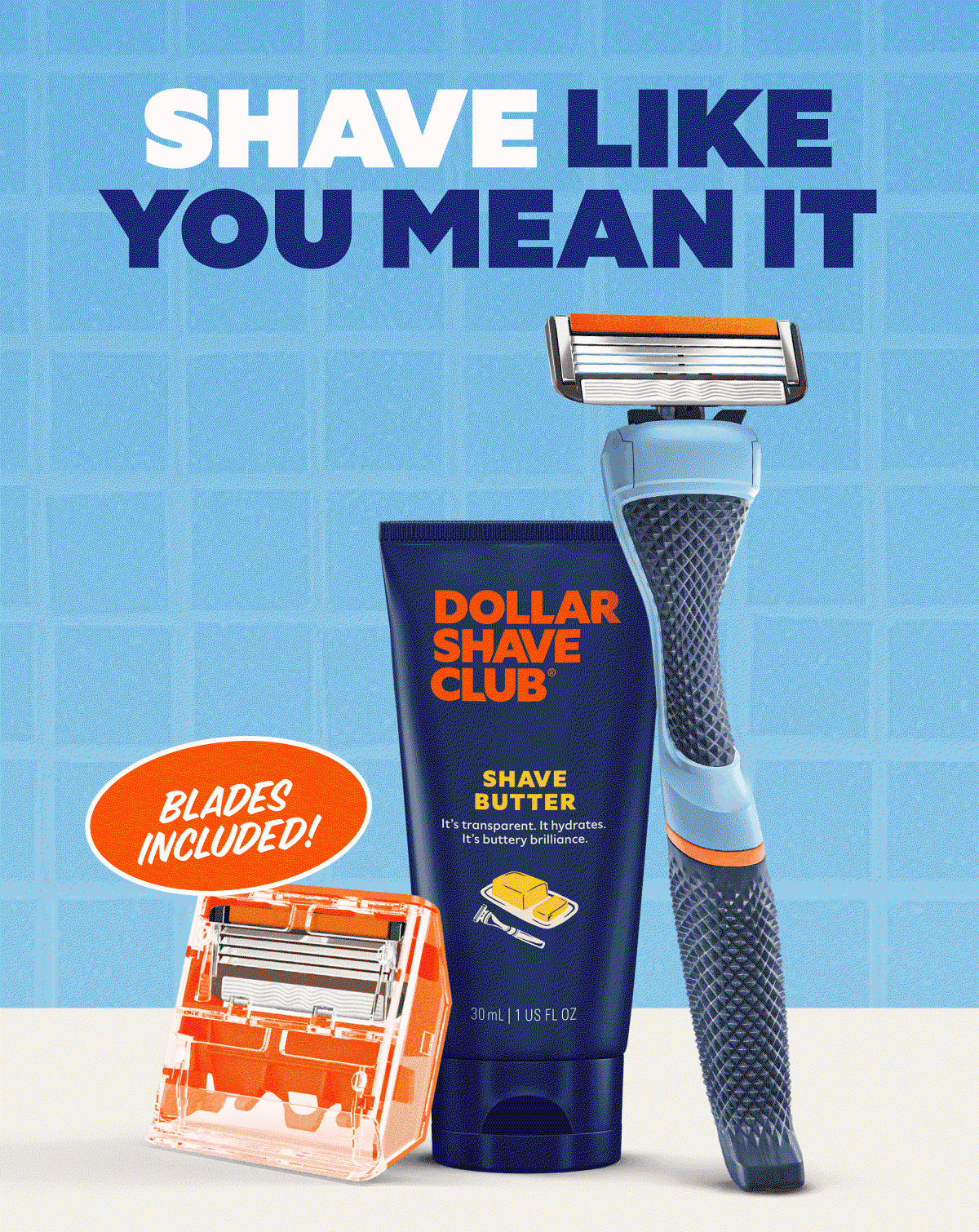 The Classic 4B Razor (2ct) Diamond Grip Handle (Blue/Green/Black) Shave Butter (1oz)