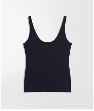 Silk-Cotton Vest in Navy