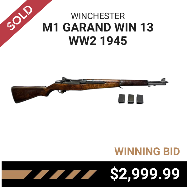 SOLD: WINCHESTER M1 GARAND WIN 13 WW2 1945