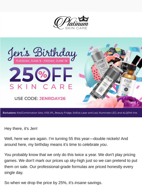 My 55th Birthday = Your 25% Gift 🎁