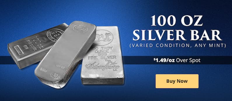 ON SALE: 100 oz Silver Bar (Varied Condition, Any Mint)