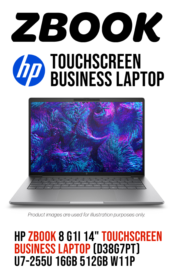 HP ZBook Touchscreen Business Laptop - ZBook 8 G1i 14" U7-255U 16GB 512GB W11P