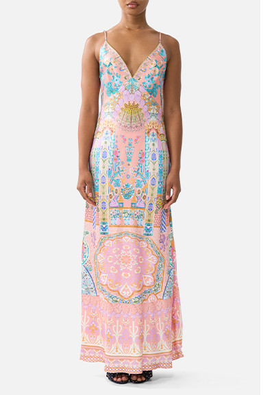 V NECK FULL LENGTH BIAS SLIP DRESS | HOWDY GAUDI