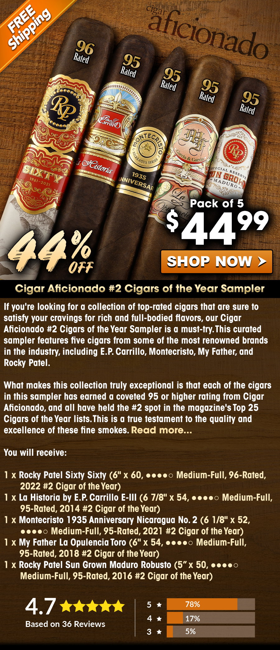 Cigar Aficionado #2 Cigars of the Year Sampler