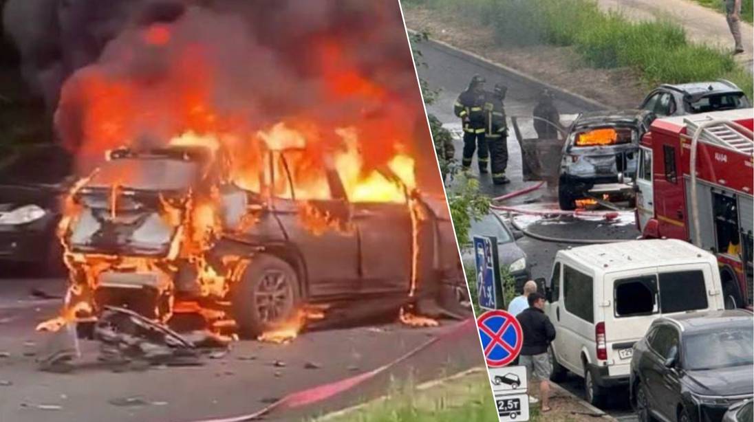 KIJK. Beelden tonen hoe wagen ontploft op parking nabij Moskou: “Mogelijk vierde geslaagde moordaanslag op Russische generaal”