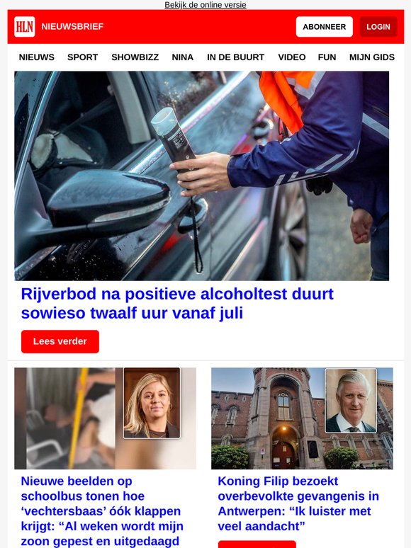 Rijverbod na positieve alcoholtest duurt sowieso twaalf uur vanaf juli - Nieuwe beelden op schoolbus tonen hoe ‘vechtersbaas’ óók klappen krijgt - Vertrouwen in Poetin zakt naar laagste niveau sinds invasie van Oekraïne