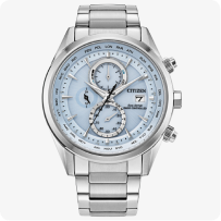Citizen Men's Sport Luxury Chronograph Light Blue Dial Bracelet Stainless Steel 43mm Watch AT8260-51M