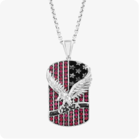 Effy Men's Eagle Ruby Dog Tag Pendant in Sterling Silver