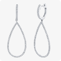 Shy Creation 0.40 ctw Diamond Teardrop Dangle Earrings in 14k White Gold