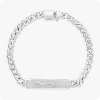 Effy Men's White Sapphire ID Link Bracelet in Sterling Silver