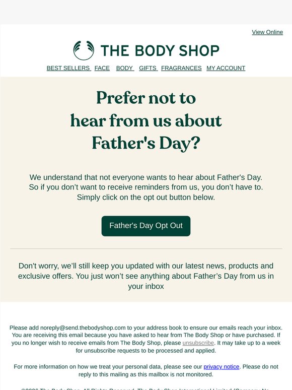 Want to opt out of Father's Day emails?