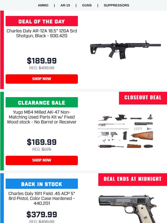 Back Again: Charles Daly AR-12 12 Gauge Shotguns For $189.99!