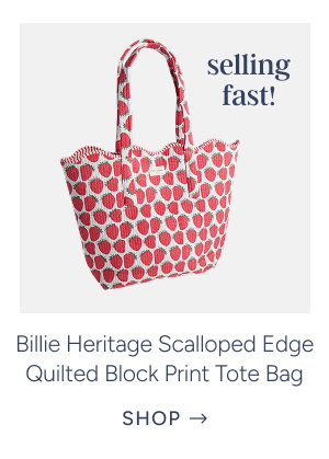 Billie Heritage Scalloped Edge Quilted Block Print Tote Bag