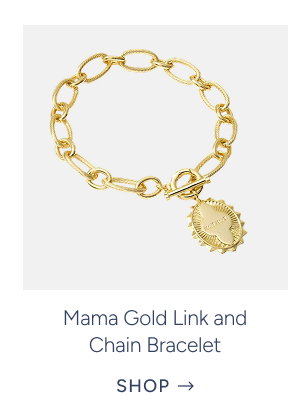 Mama Gold Link and Chain Bracelet