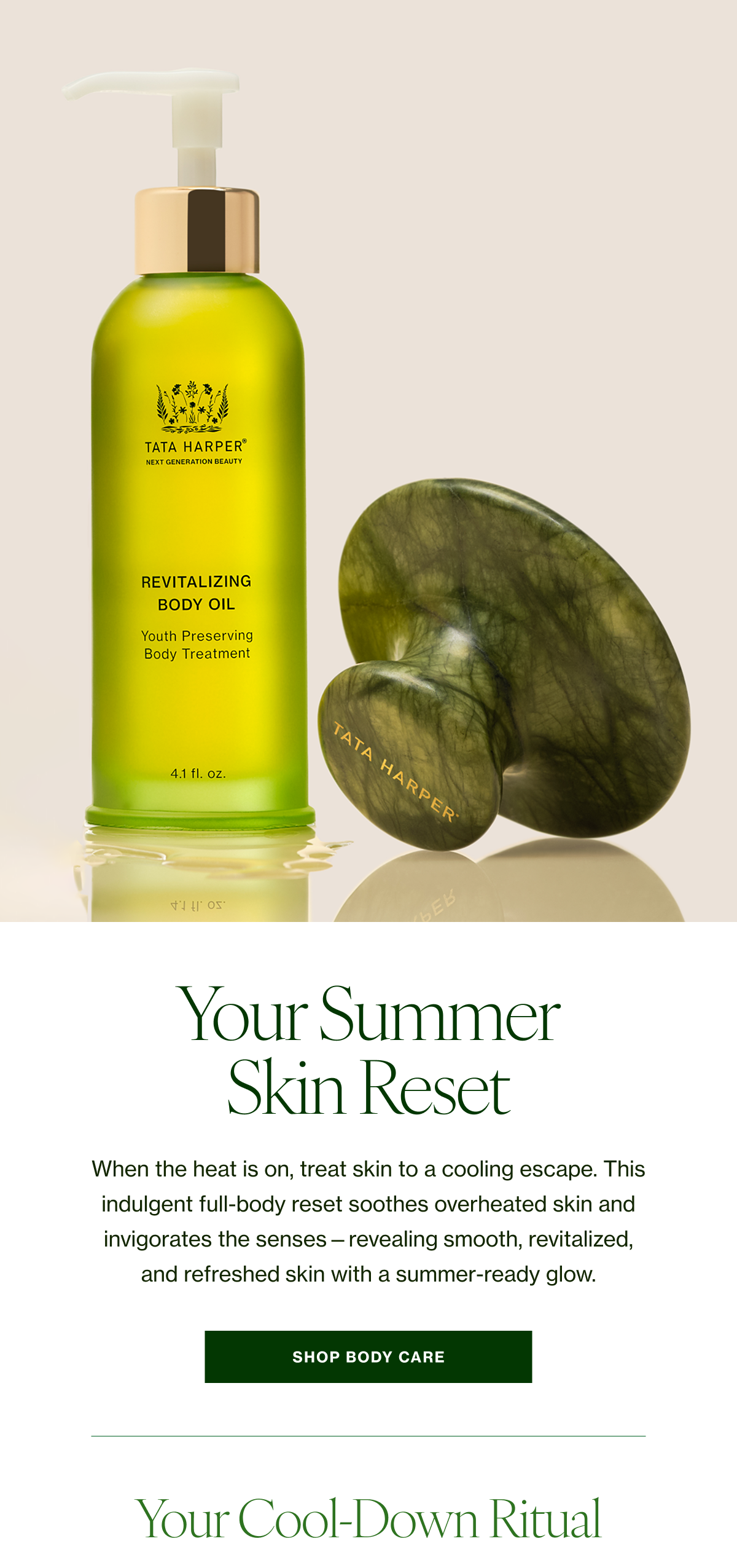 When the heat is on, treat skin to a cooling escape. This indulgent full-body reset soothes overheated skin and invigorates the senses—revealing smooth, revitalized, and refreshed skin with a summer-ready glow. 