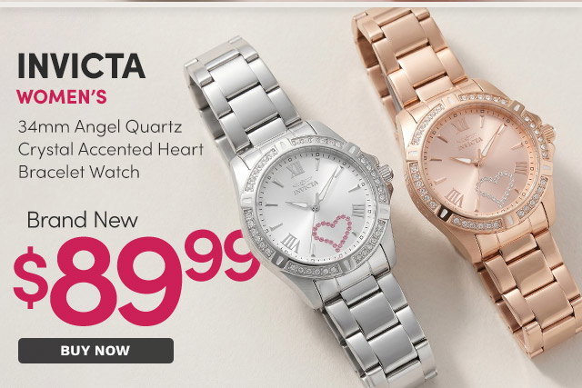 INV-49842, INV-49843 INVICTA | Women's 34mm Angel Quartz Crystal Accented Heart Bracelet Watch - Brand New $89.99