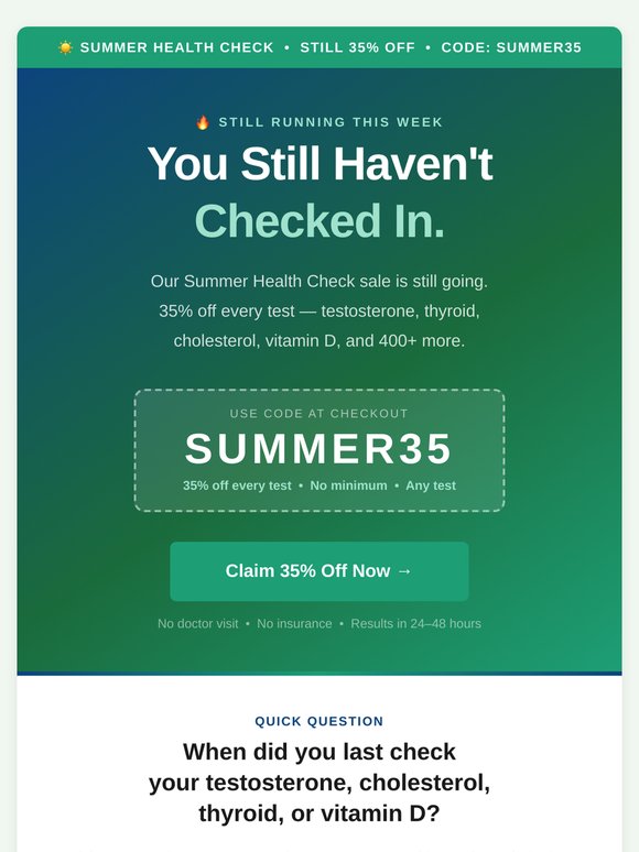Quick question — when did you last check your numbers? ☀️