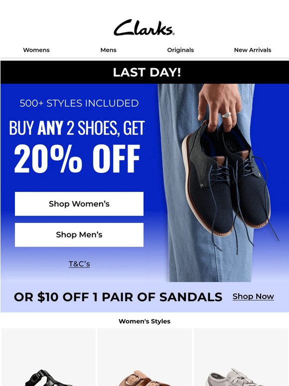 Clocks Ticking: Buy Any 2 Shoes, Get 20% Off