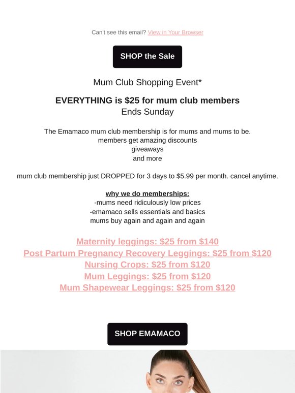 Mum Club Sale: $25 everything mum activewear