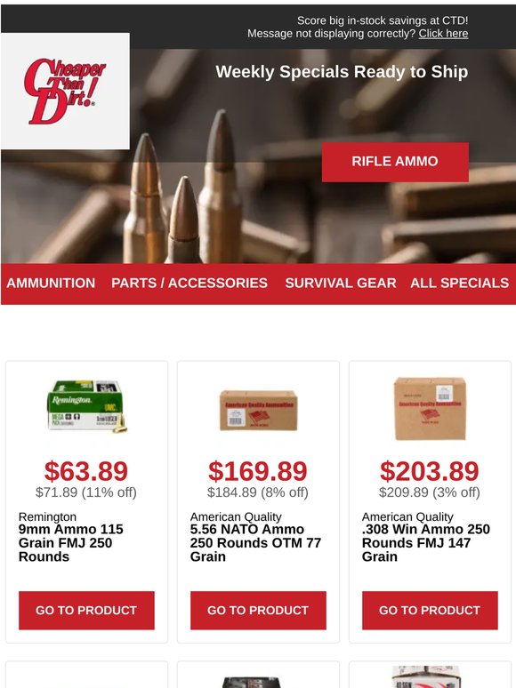 New Specials On Top Calibers Today