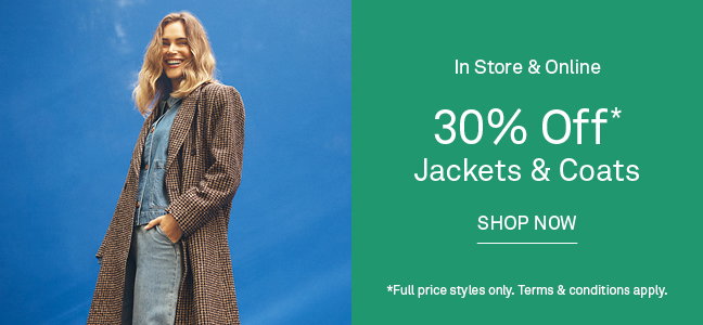30% Off Jackets & Coats