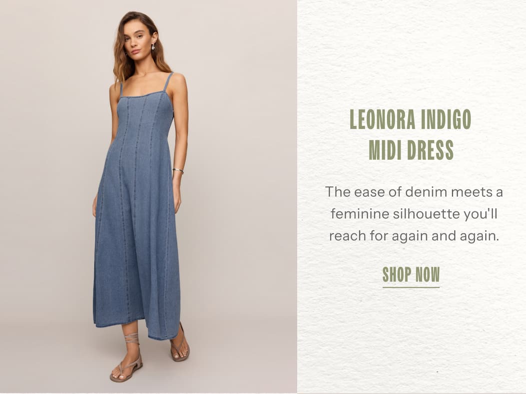 Leonora Indigo Midi Dress | The ease of denim meets a feminine silhouette you'll reach for again and again. | Shop Now