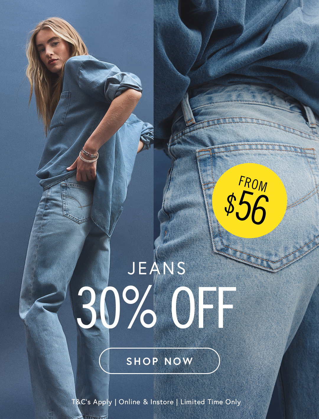30% off jeans