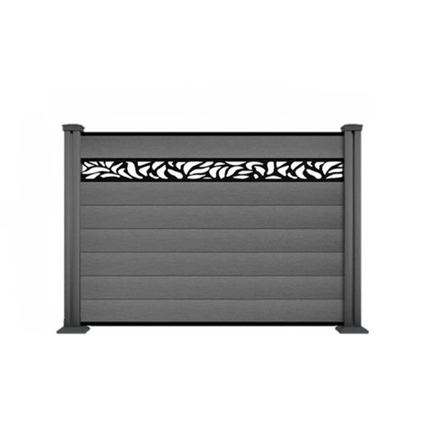 WPC-Sichtschutzzaun Valla - mit Design 1x Element + 2x Pfosten - Grau