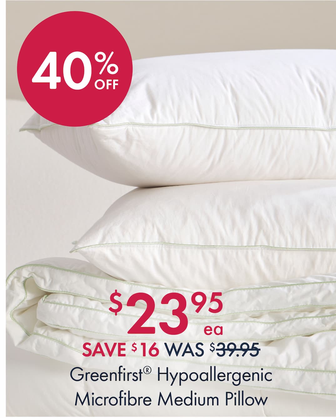 Hypoallergenic Microfibre Medium Pillow
