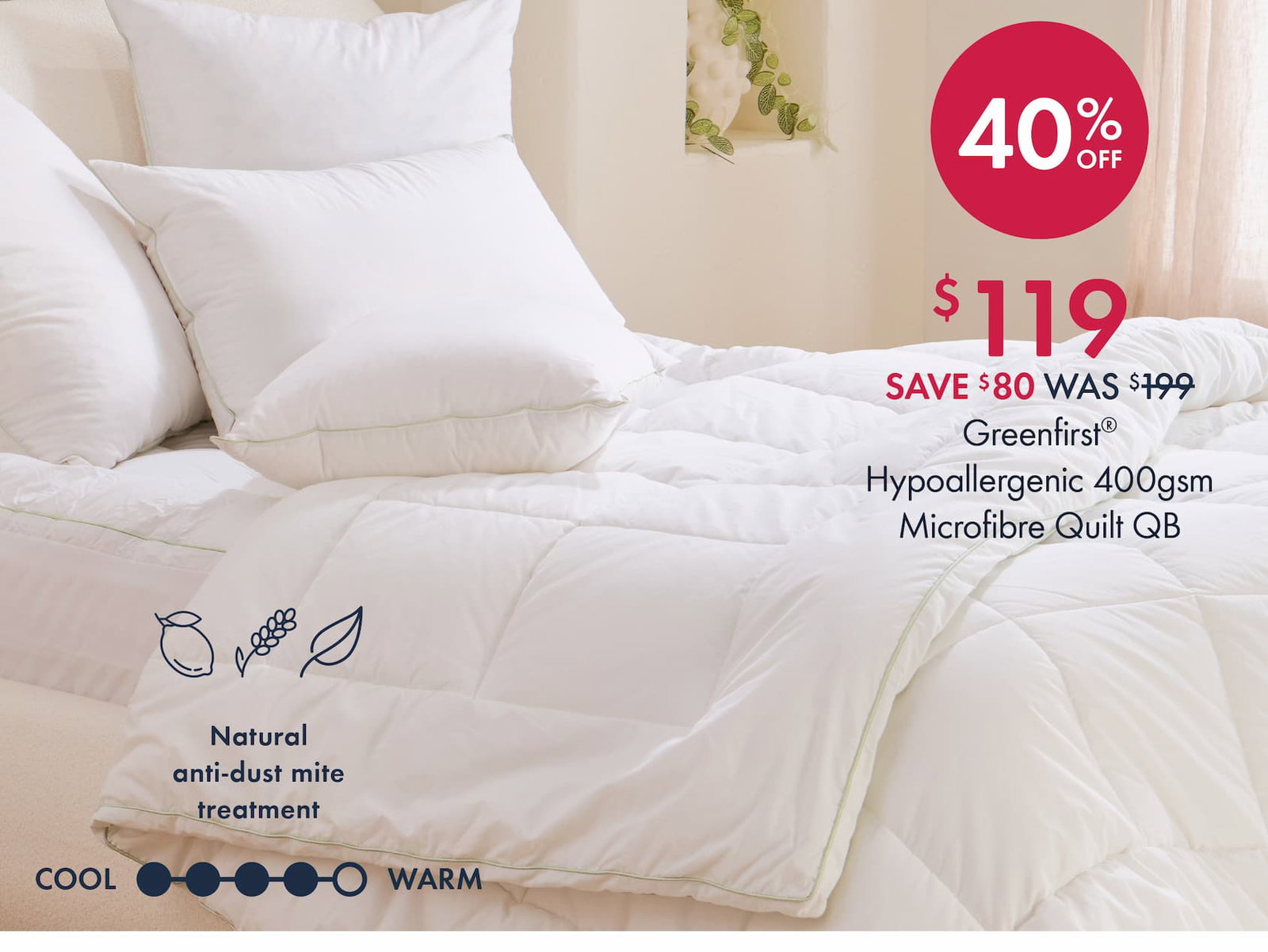 Hypoallergenic 400gsm Microfibre Quilt