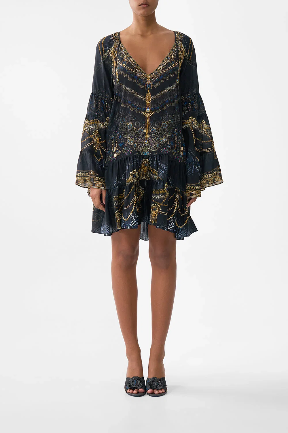 Image of A-LINE GATHERED PANEL DRESS SONG OF THE SOLSTICE