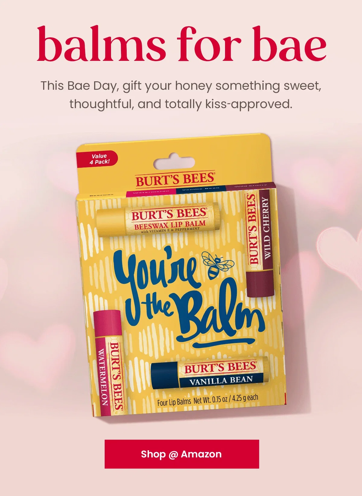 Balms For Bae. This Bae Day, gift your honey something sweet, thoughtful, and totally kiss‑approved. Button: Shop at Amazon
