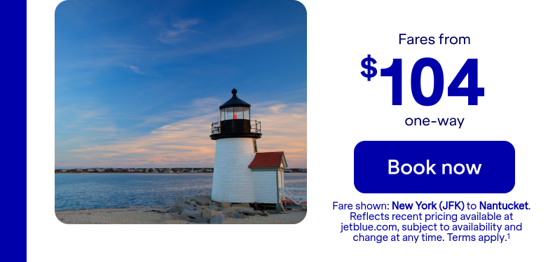 Flights from JFK to ACK. Terms apply(1).