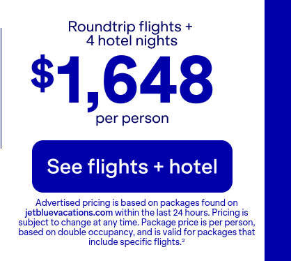 Roundtrip flights + 2 hotel nights from JFK to ACK. Terms apply(2).