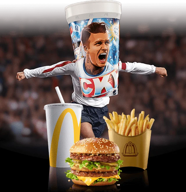 The FIFA World Cup Meal featuring a David Beckham cup