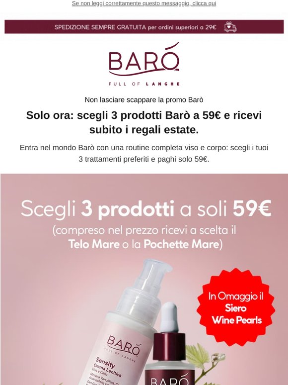 Prova Barò: 3 prodotti a 59€ + 2 regali