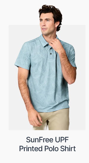men's sunfree upf printed polo shirt