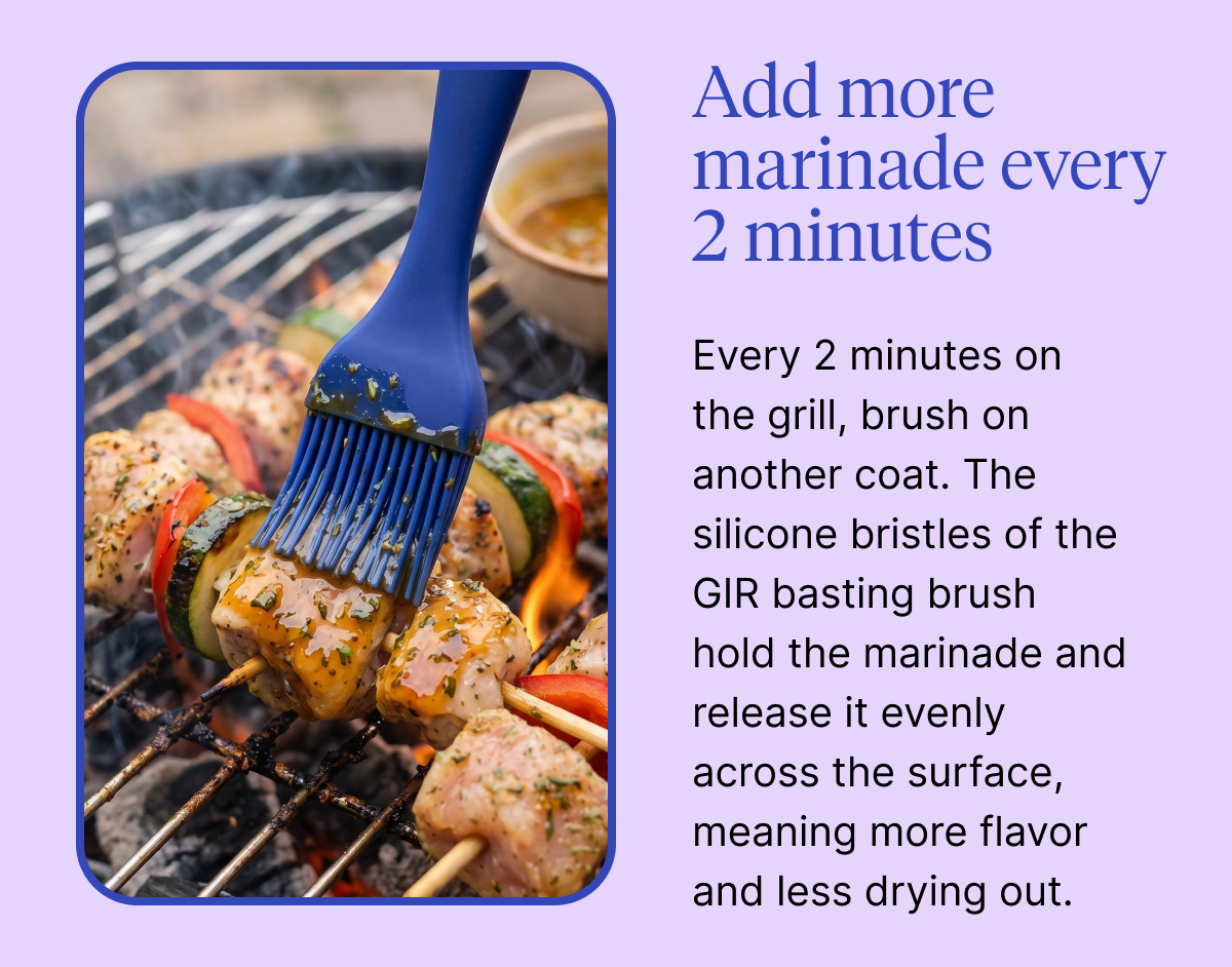 Add more marinade every 2 minutes