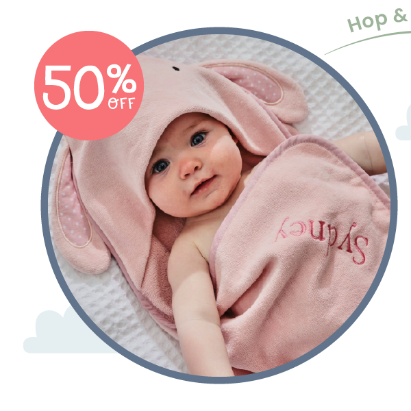 Personalised Pink Bunny Hooded Towel